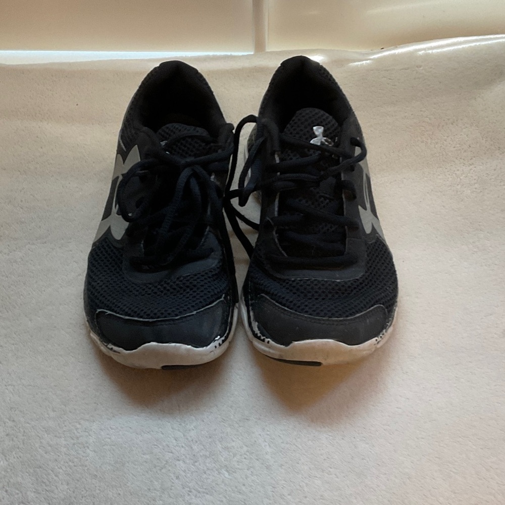 Under Armour Black and Gray Kids Sneakers